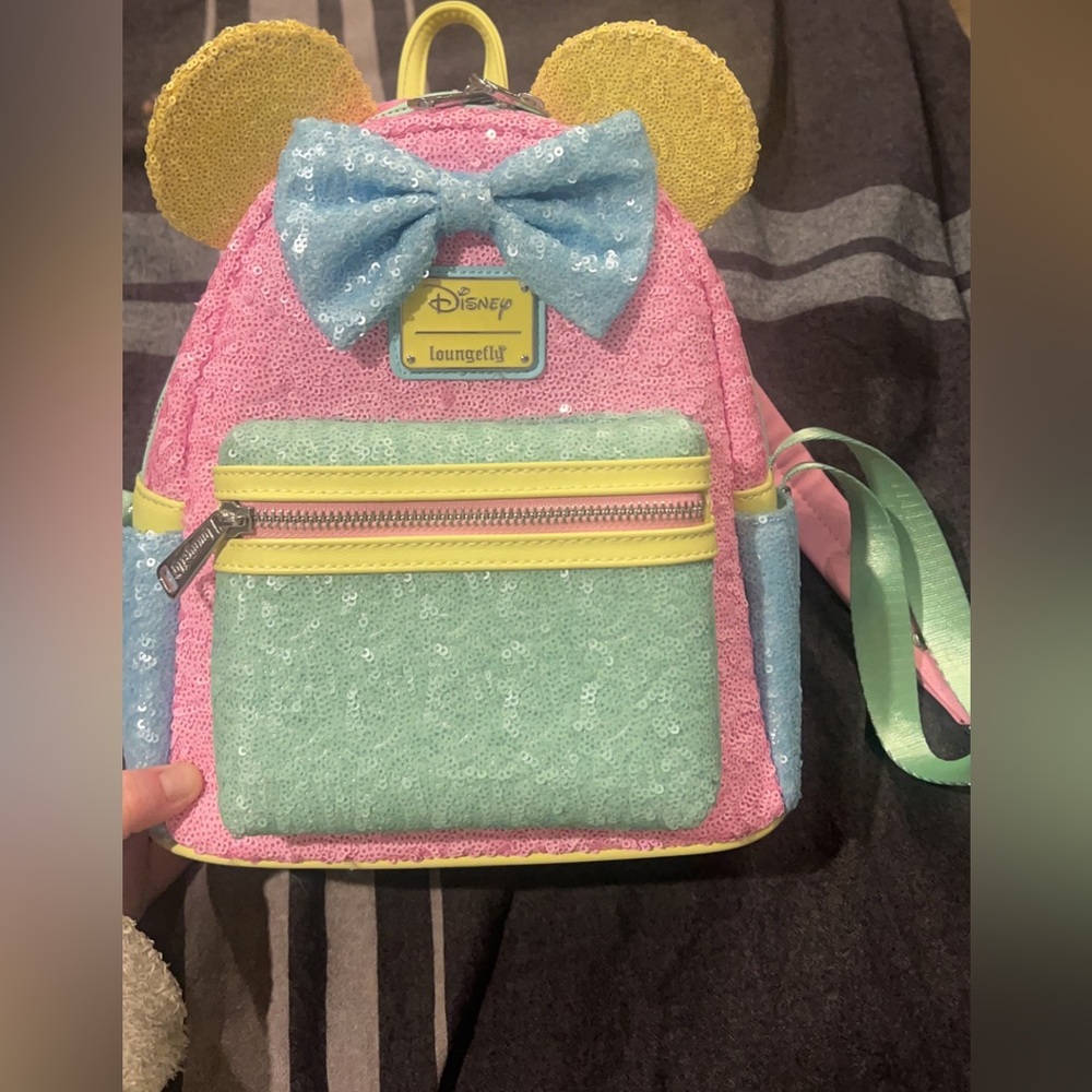 Loungefly pastel sequin mini backpack
